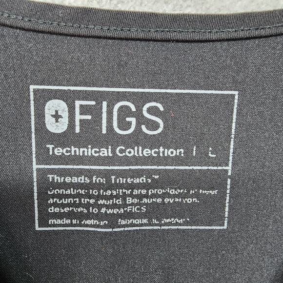 FIGS Technical Collection Scrub Top Women L Black FW1100 Pockets Medical Nurse - Picture 8 of 9